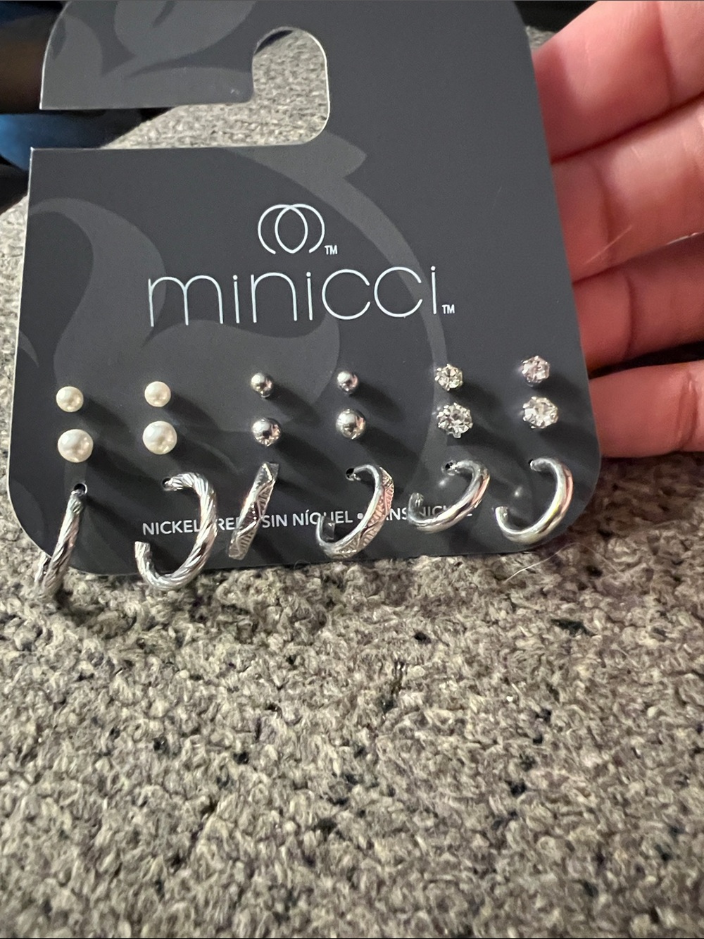 3/$18 Minicci Silver Multi-Pair Earring Set Lot 526
